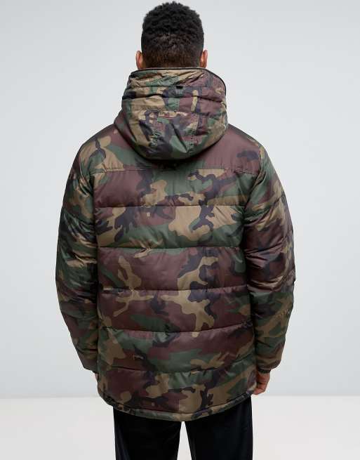 Vans Woodcrest MTE Padded Camo Jacket In Green VA2X5UCMA