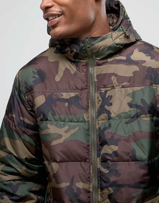 Vans Woodcrest MTE Padded Camo Jacket In Green VA2X5UCMA