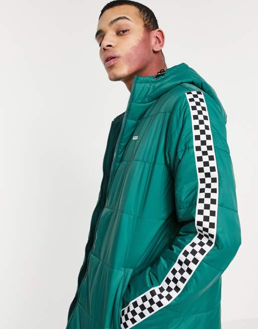 Vans woodridge print coat in green checkerboard