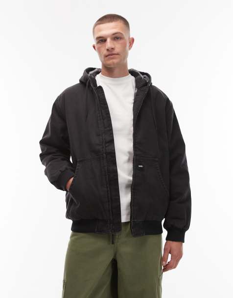 Vans workwear full zip canvas jacket in black - view 1