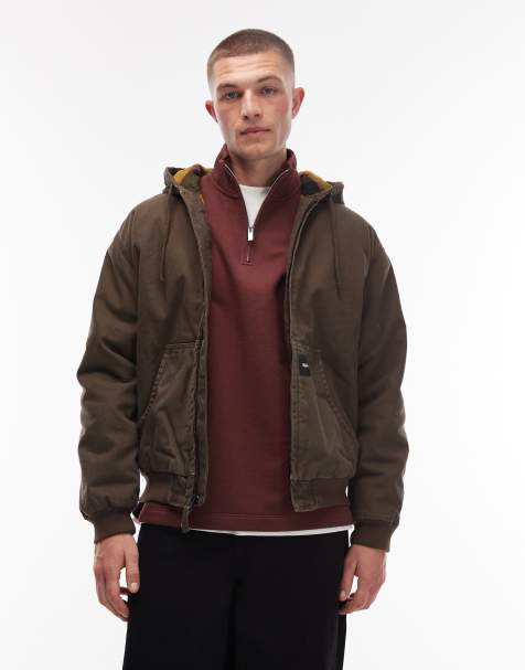 Vans workwear full zip canvas jacket in brown - view 1