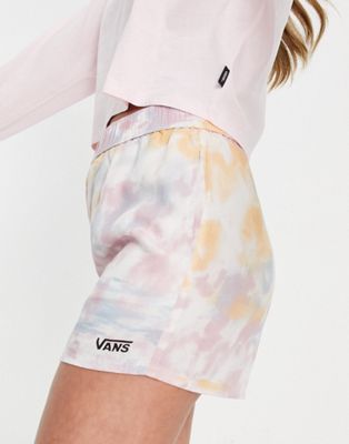 Vans woven high waisted shorts in pink tie dye