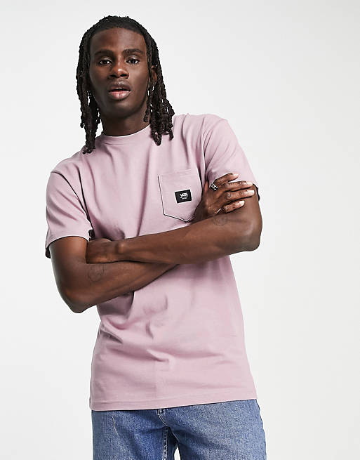 Vans woven patch pocket t-shirt in pink