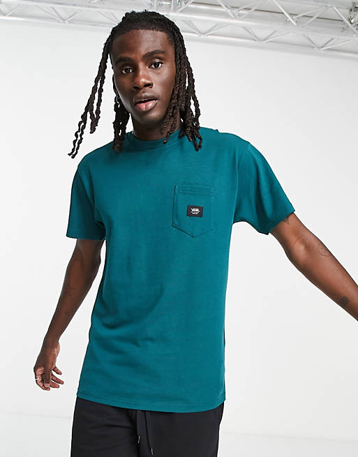 Vans woven patch pocket t-shirt in teal