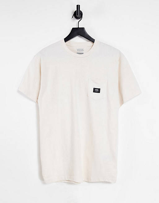 Vans Woven Patch t-shirt with pocket in cream