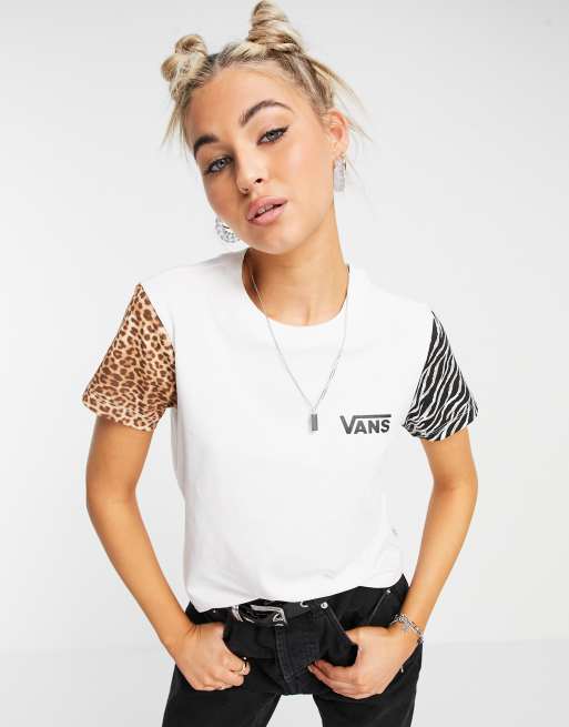 Vans – WYLD – Biały top z okrągłym dekoltem i różnymi wzorami w cętki