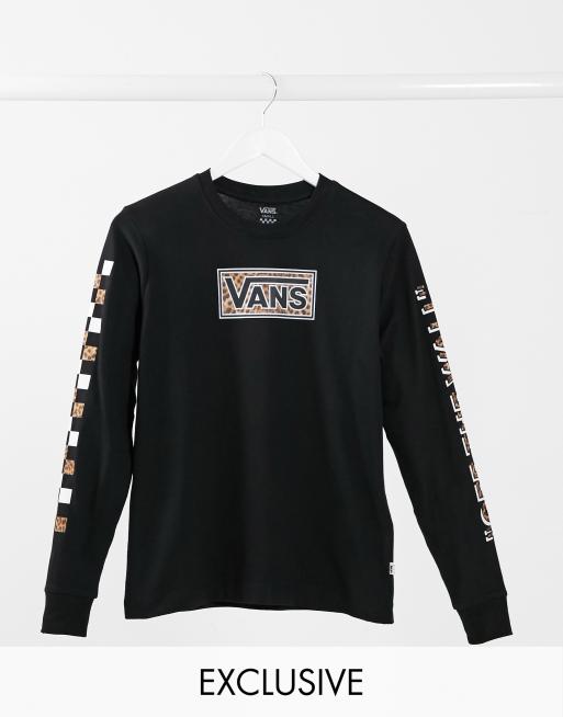 Vans Wyld multi animal print graphic long sleeve t-shirt in black ...