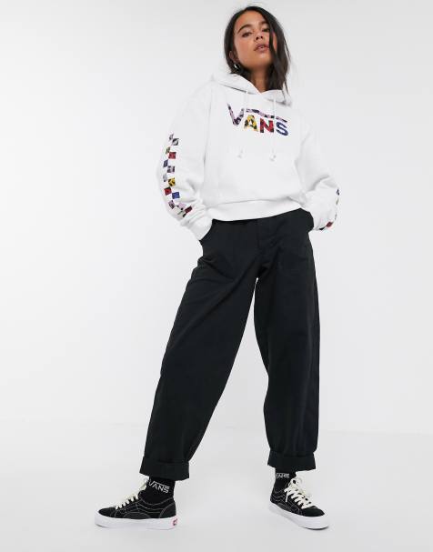 Vans – Wyld Tangle – Kurzes Sweatshirt in Weiß