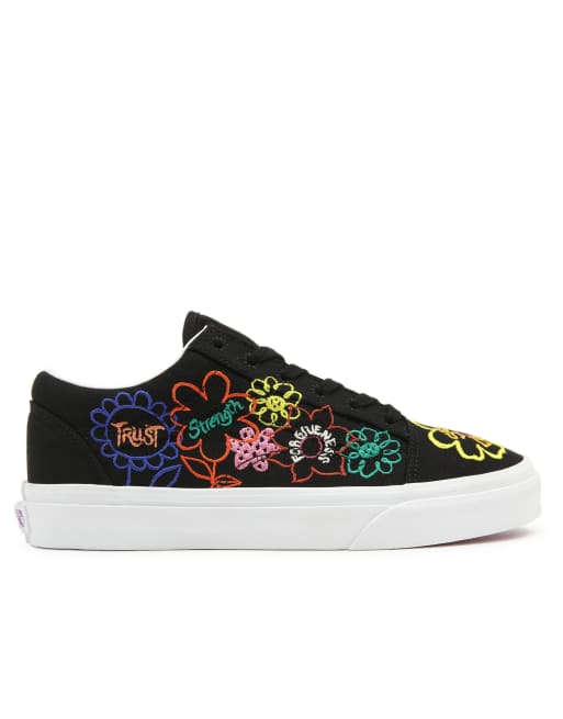 Vans old clearance skool flower embroidery