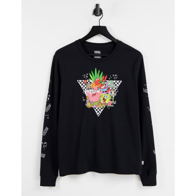 Vans rose checkered sleeve black hoodie sale