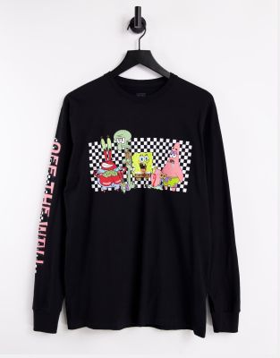 Vans X Spongebob Characters long sleeve t-shirt in black