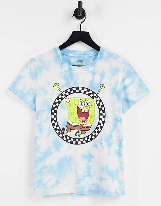 Vans X Spongebob Jump Out tie dye t-shirt in blue
