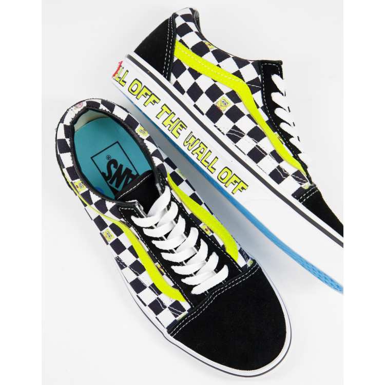 Black and yellow cheap checkered old skool vans