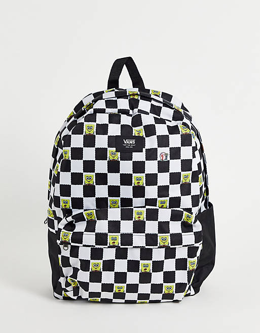 Vans X Spongebob Old Skool III checkerboard backpack in black/white