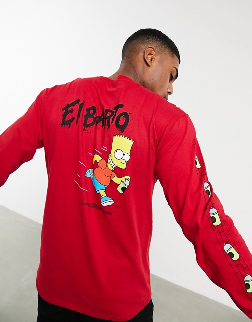Vans X The Simpsons El Barto long sleeve t-shirt with back print in red
