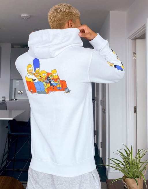 Vans X The Simpsons Family hoodie with back print in white