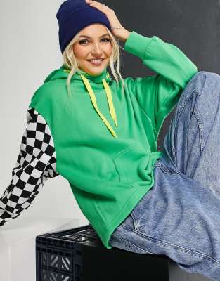 Checkerboard hotsell sleeve hoodie