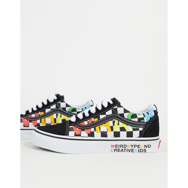 Multi old skool rainbow best sale checker trainers