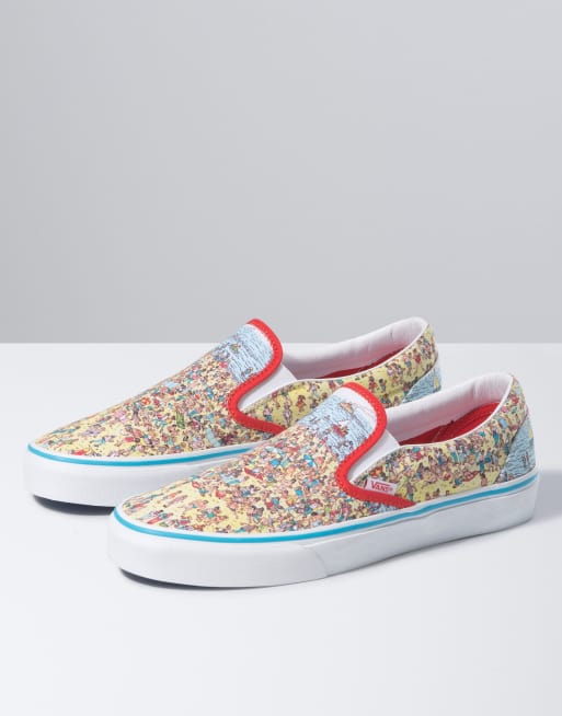 Vans X Where's Waldo – Flerfärgade slip-on-sneakers i klassisk stil