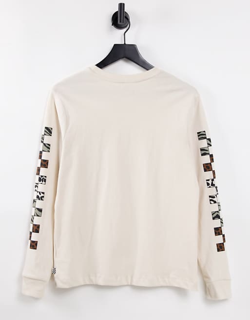 Vans Yodelz long sleeve checkerboard sleeve t-shirt in beige رز ابو سيوف ١٠ كيلو Vans Yodelz long sleeve checkerboard sleeve t-shirt in beige رز ابو سيوف ١٠ كيلو