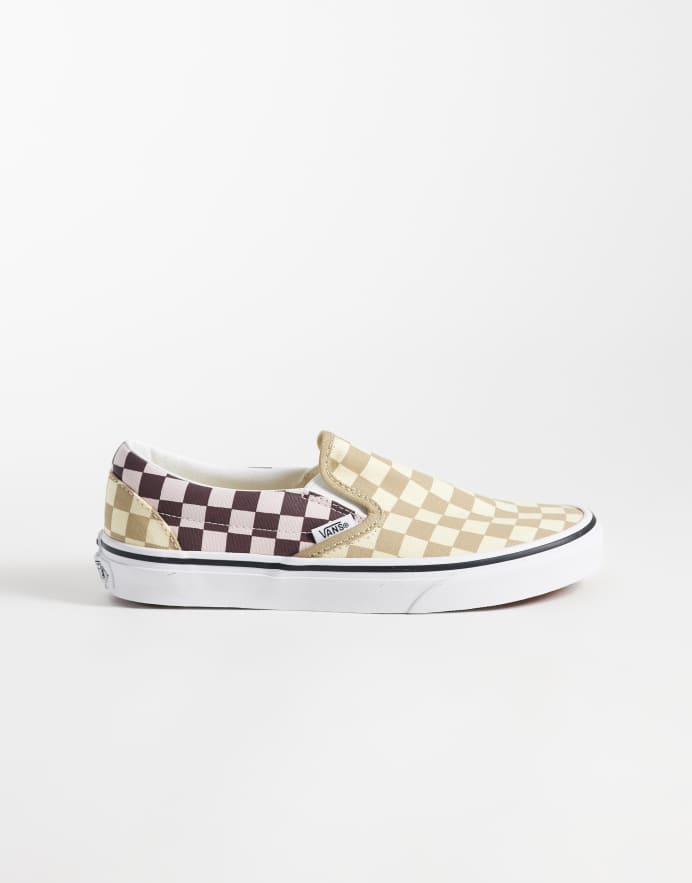 Vans zapatillas Classic Slip-On de tablero de ajedrez en beige y morado