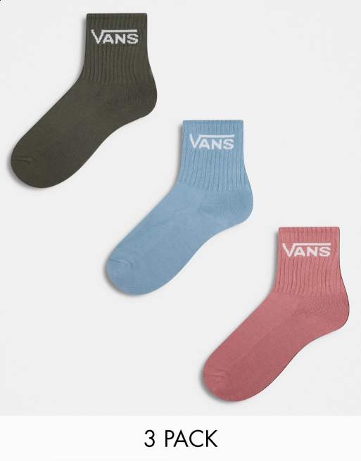 Vans – Zestaw 3 par klasycznych skarpetek w kolorach zielonym, różowym i niebieskim