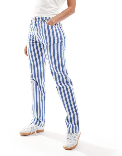 Vaqueros a rayas azules de corte recto Sunset de Wrangler