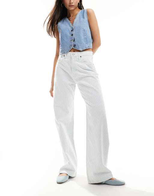 Vaqueros a rayas azules de corte suelto y talle alto de Abercrombie & Fitch