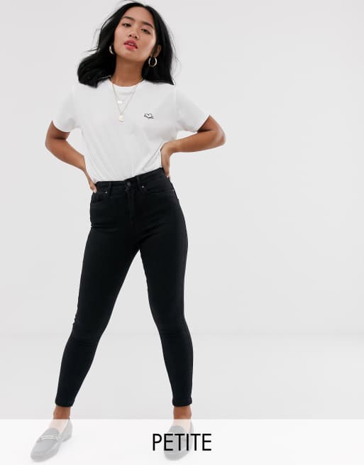 Vaqueros ajustados de tiro alto en negro de Vero Moda Petite