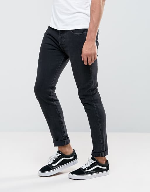 Vaqueros ajustados en gris oscuro lavado 501 Side By Side de Levis
