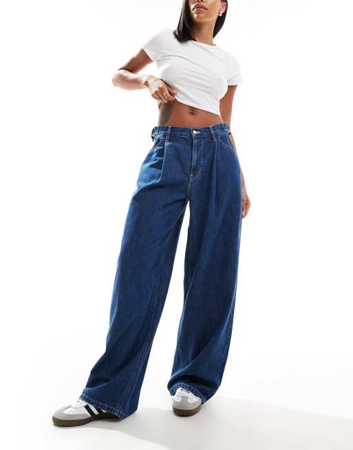 Vaqueros azul añil con detalles regulables en el lateral de ASOS DESIGN