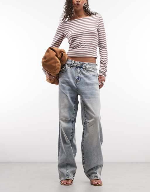 Vaqueros azul añil de corte barrel con lavado claro descolorido Bailey de True Religion