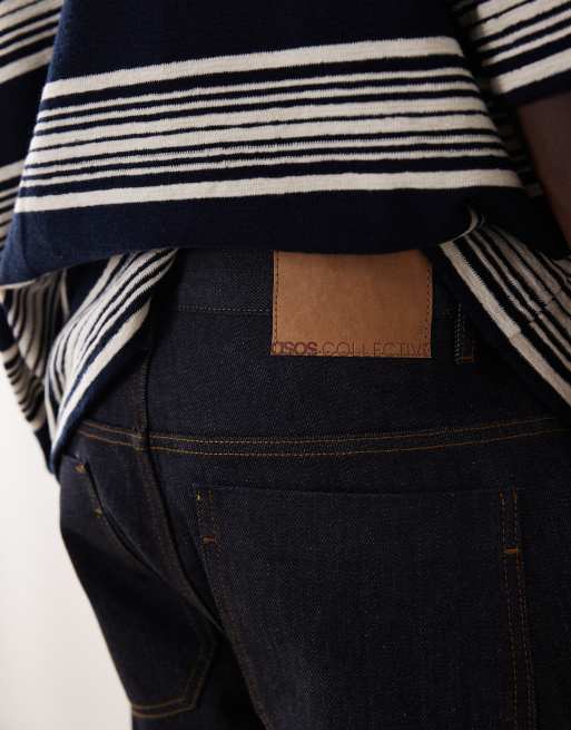 Vaqueros azul añil de corte recto clásico de denim crudo de ASOS COLLECTIVE AC-B253 (parte de un conjunto), 4 de 7