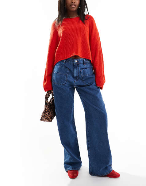 Vaqueros azul añil de pernera ancha con bolsillo de parche de ASOS DESIGN - view 1