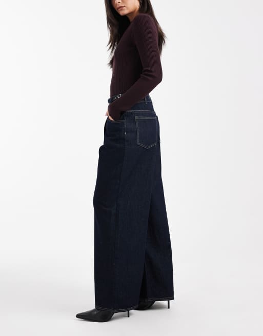 Vaqueros azul añil de pernera ancha con cinchas dobles en los laterales de ASOS DESIGN, 2 de 5