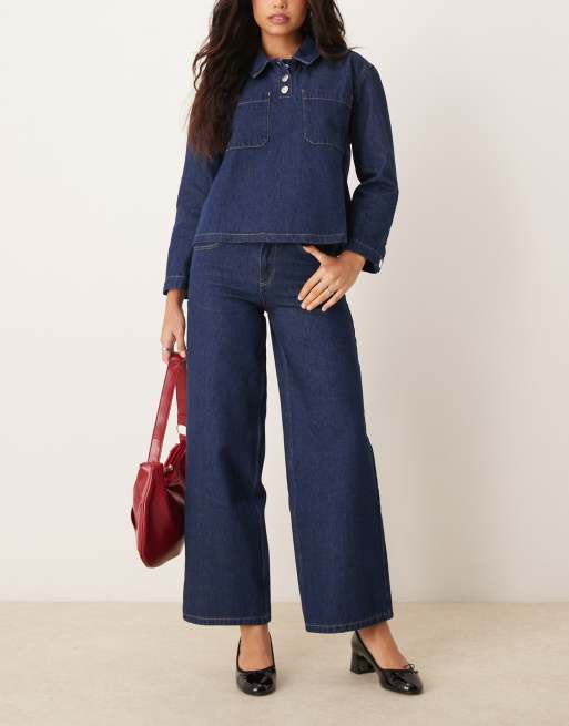 Vaqueros azul añil de pernera ancha y talle bajo de ASOS DESIGN