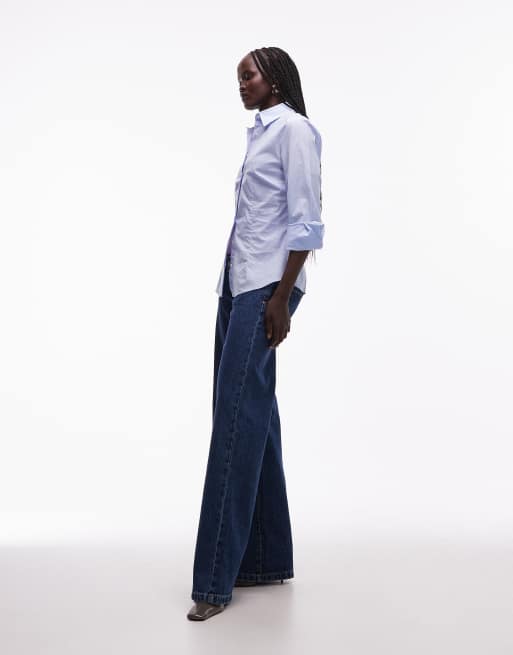 Vaqueros azul añil de pernera ancha y talle muy bajo 00 de Abrand Jeans, 3 de 5