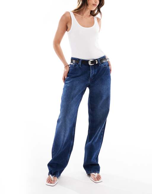 Vaqueros azul añil de pernera recta y talle alto de Calvin Klein Jeans