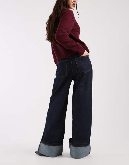 Vaqueros azul añil enjuagado con pinzas y bajos vueltos de ASOS DESIGN, 3 de 5