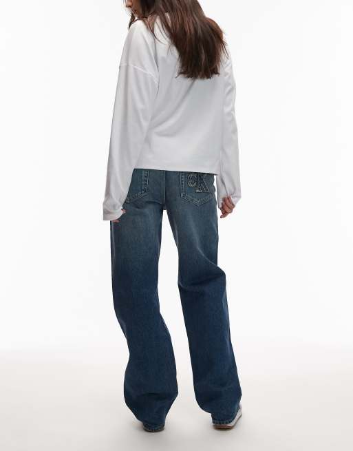 Vaqueros azul arenoso de corte recto de estilo años 90 de Calvin Klein Jeans, 3 de 5