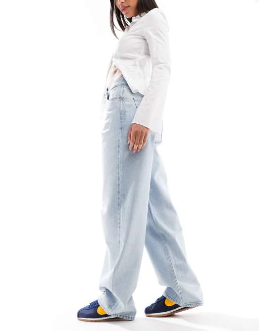 Vaqueros azul arroyo de corte boyfriend holgado con lavado claro y revestimiento efecto líquido Donna de Dr Denim, 3 de 5