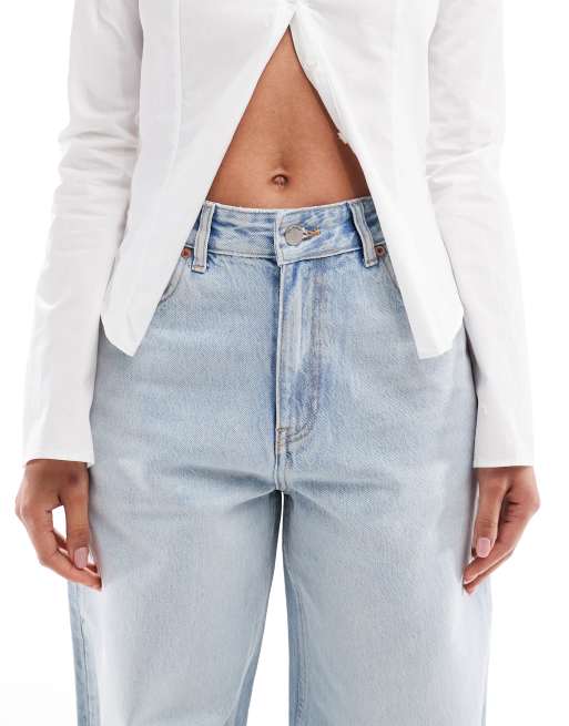 Vaqueros azul arroyo de corte boyfriend holgado con lavado claro y revestimiento efecto líquido Donna de Dr Denim, 4 de 5