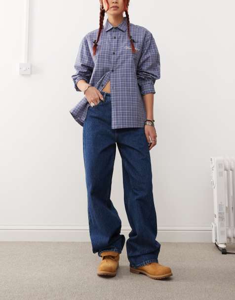 Vaqueros azul arroyo holgados de talle alto y pernera recta ancha con lavado oscuro retro Donna de Dr Denim - view 1