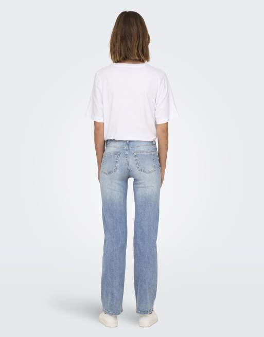 Vaqueros azul claro de corte recto y talle medio Blush de ONLY, 3 de 3