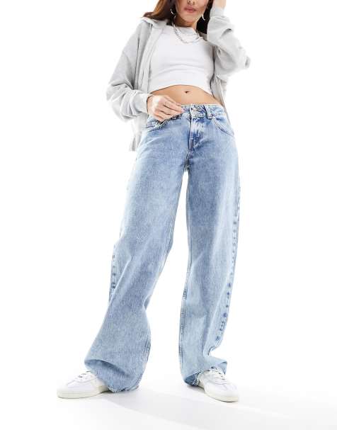 Vaqueros azul claro de corte suelto y talle muy bajo con lavado ácido de Levi's - view 1