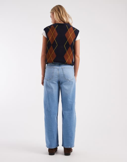 Vaqueros azul claro de talle muy alto y pernera ancha Hannah de ONLY Petite, 2 de 5
