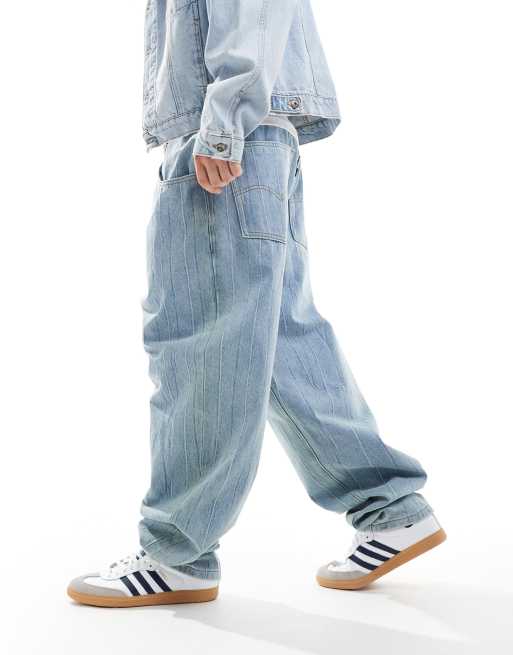 Vaqueros azul descolorido de corte suelto efecto plisado de Levi's Skateboarding