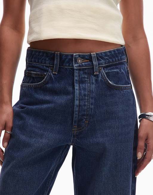 Vaqueros azul intenso de talle alto y corte recto Kort de Topshop, 5 de 5
