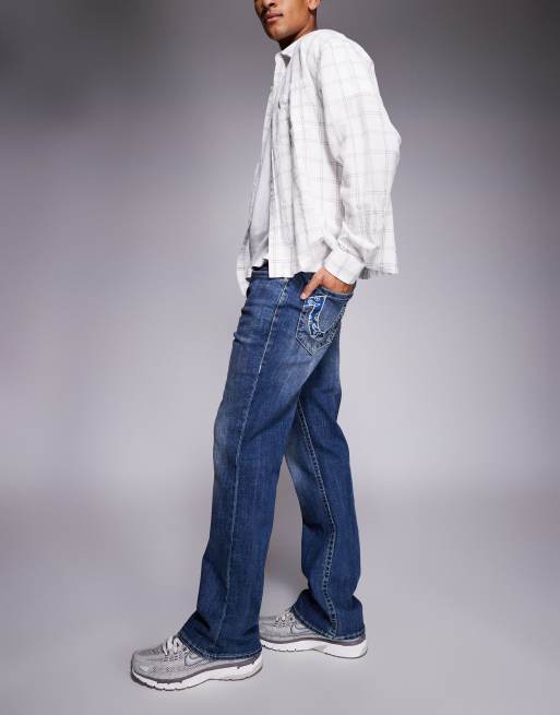 Vaqueros azul lavado de corte recto con bolsillos y detalle de cachemir bordado Billy de True Religion, 2 de 5