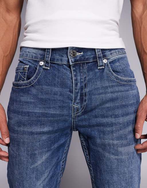 Vaqueros azul lavado de corte recto con bolsillos y detalle de cachemir bordado Billy de True Religion, 4 de 5